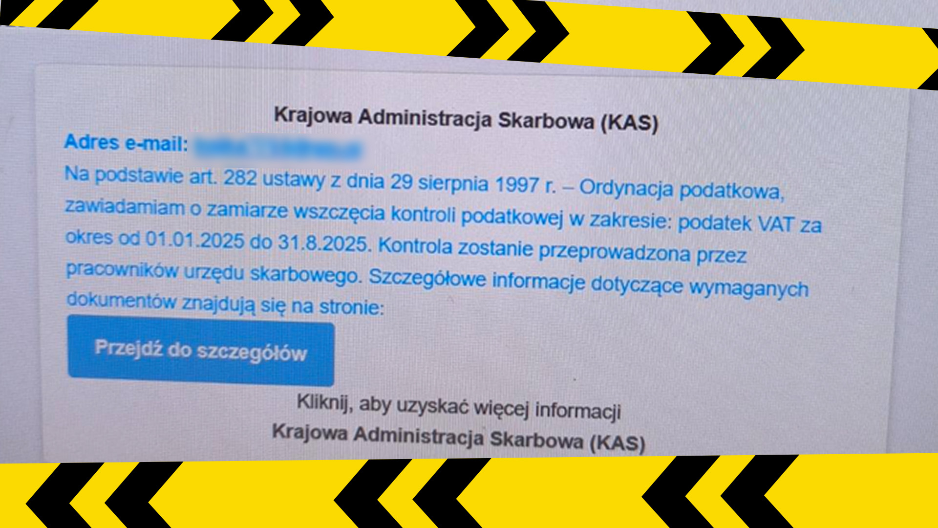 zrzut z ekranu z fałszywą informacją 