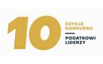 Napis na białym tle 10 edycja konkursu Podatkowi Liderzy