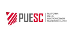 grafika na białym tle napis PUESC Platforma usług elektronicznych skarbowo-celnych