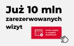 Na szarym tle napis: Już 10 mln zarezerwowanych wizyt , umów wizytę w urzędzie skarbowym.