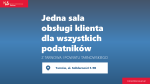 Po lewej logo Krajowej Administracji Skarbowej. Napis: Jedna sala obsługi klienta dla wszystkich podatników z Tarnowa i powiatu tarnowskiego. Po prawej adres strony internetowej: malopolskie.kas.gov.pl.