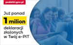 Grafika ilustracyjna z napisem, podatki.gov.pl oraz już ponad 1 milion deklaracji złożonych w Twój e-PIT