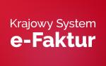 grafika na czerwonym tle napis Krajowy System e-Faktur