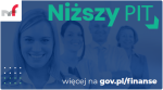 sylwetki uśmiechniętych ludzi, logo Ministerstwa Finansów, napisy: 